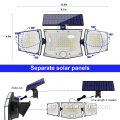 2023 New Dusk to Dawn LED LED Solar Security Wall Lights เซ็นเซอร์ตรวจจับความเคลื่อนไหวพลังงานแสงอาทิตย์พร้อมระยะไกลสำหรับโรงรถภายนอก